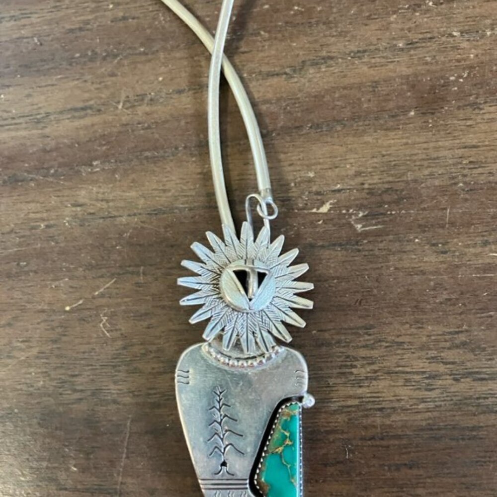 Native American Navajo Sterling silver Turquoise Kachina style Pendent - Picture 4 of 5
